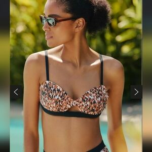 NWT Anthropologie Celandine Cut Out Spotted Animal Brown Black Bikini Top XS